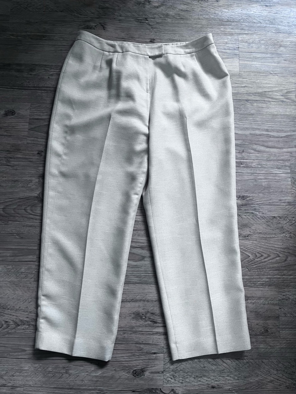Signature Larry Levine Ivory Textured Dress Pants Lined Trousers Elastic 20W